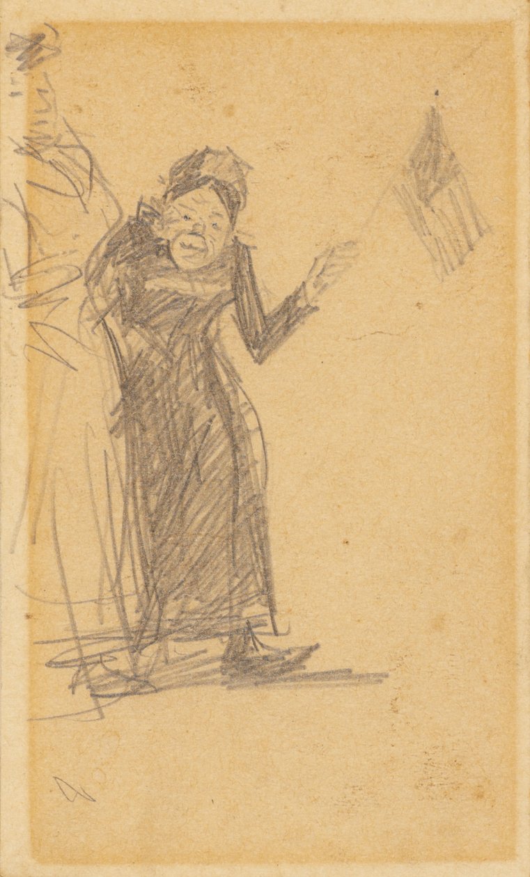žena mává vlajkou od William James Glackens