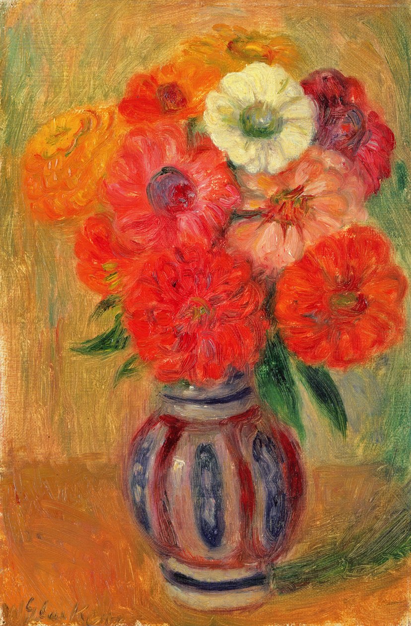 Cínie v pruhované modré váze od William James Glackens