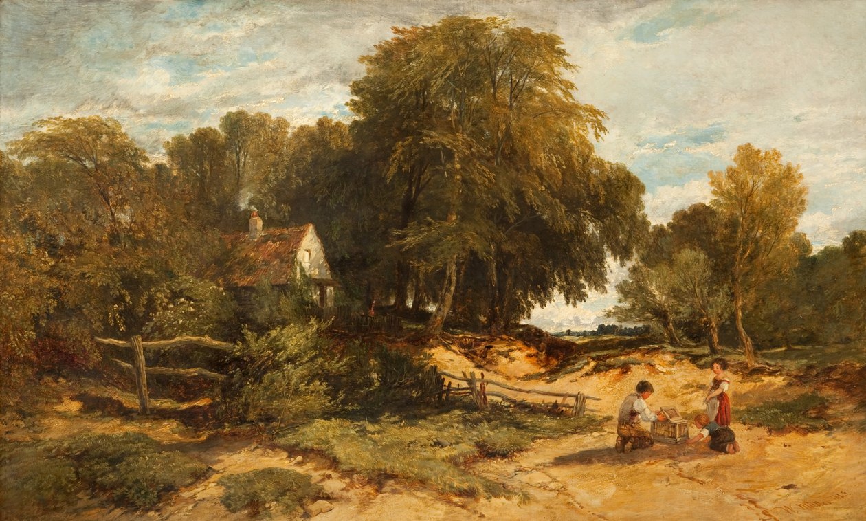 Zalesněná krajina s dětmi, 1845 od William James Muller