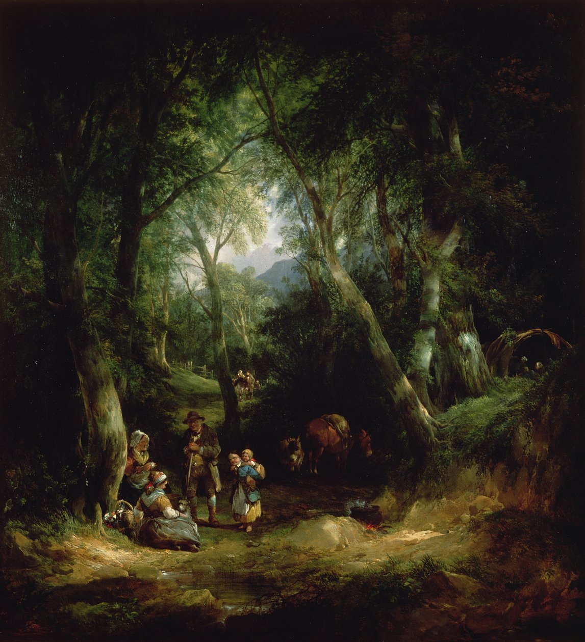 Cikánský tábor v New Forest, 19. století od William Joseph Shayer