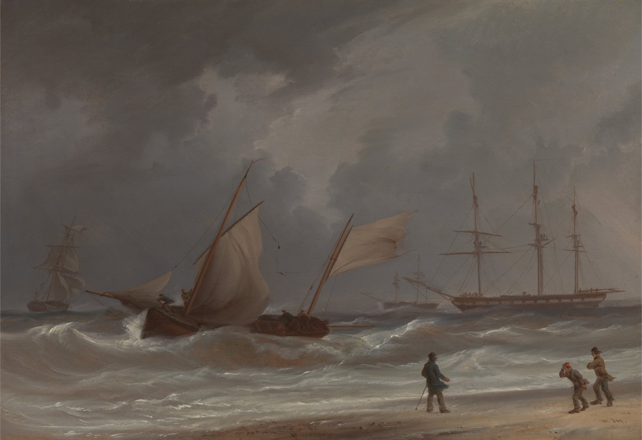 Lugger řídící břeh vichřicí od William Joy