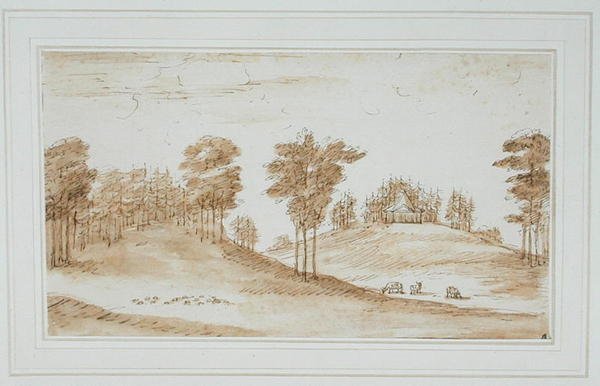 Design for a Deer Park, cca 1730 (hnědá barva perem a inkoustem na papíře) od William Kent