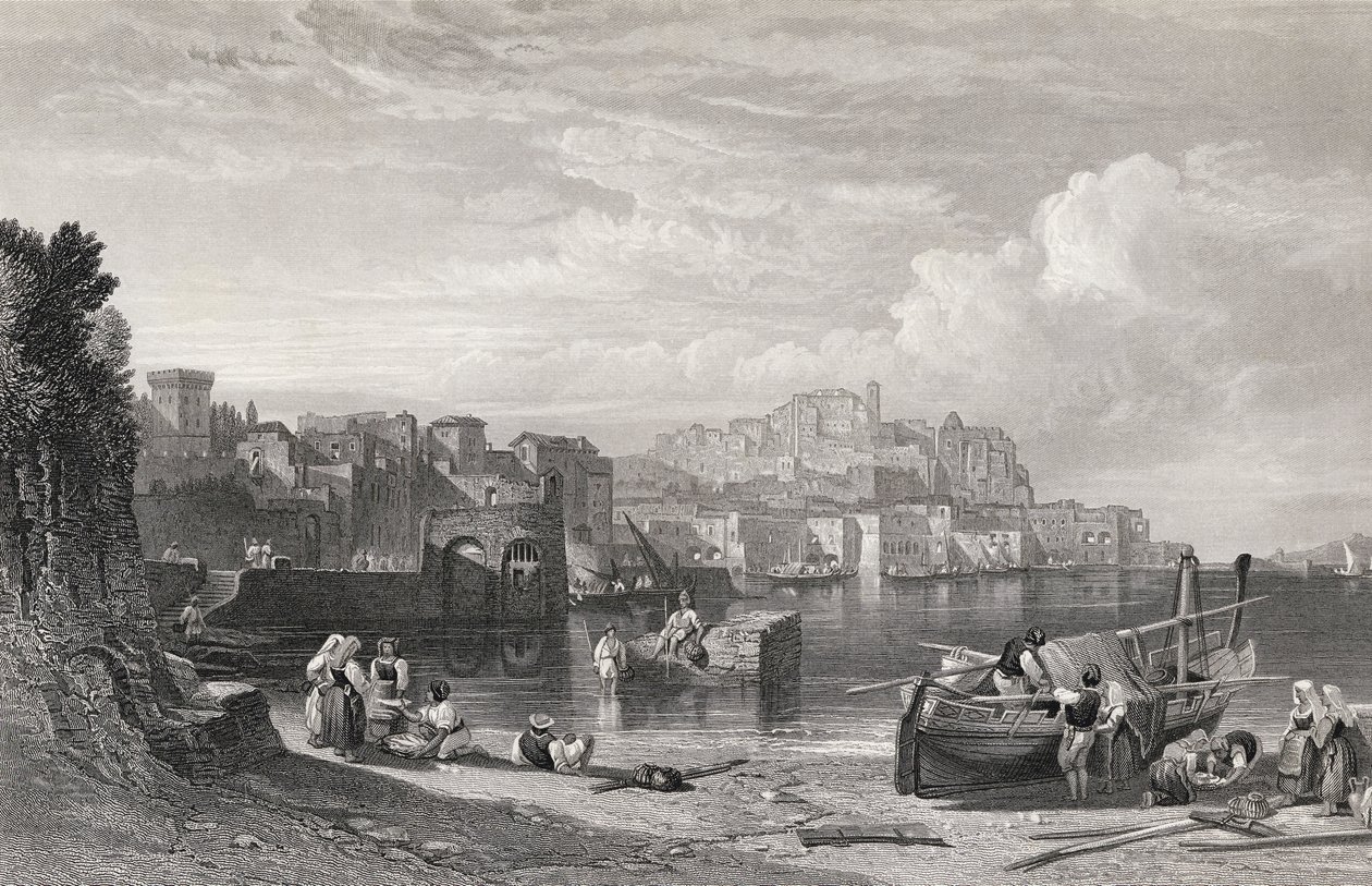 Pozzuoli, starověké město Puteoli, vyryté Williamem Richardsonem (1842-77) z 