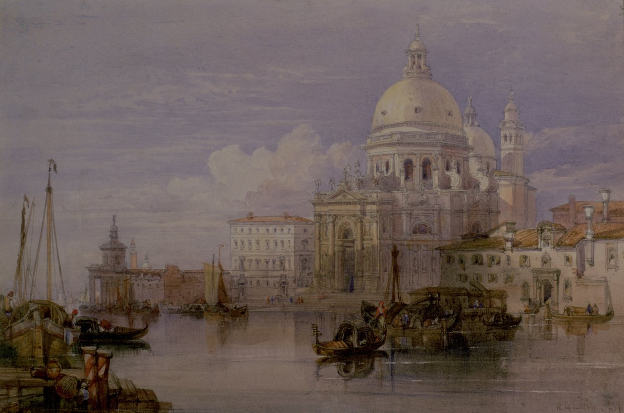 Santa Maria della Salute z Canal Grande, Benátky, 19. století (akvarel) od William Leighton Leitch