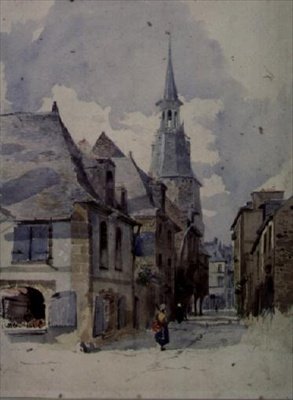 Ulice v Dinan, Francie (kresba) od William Linnaeus Casey