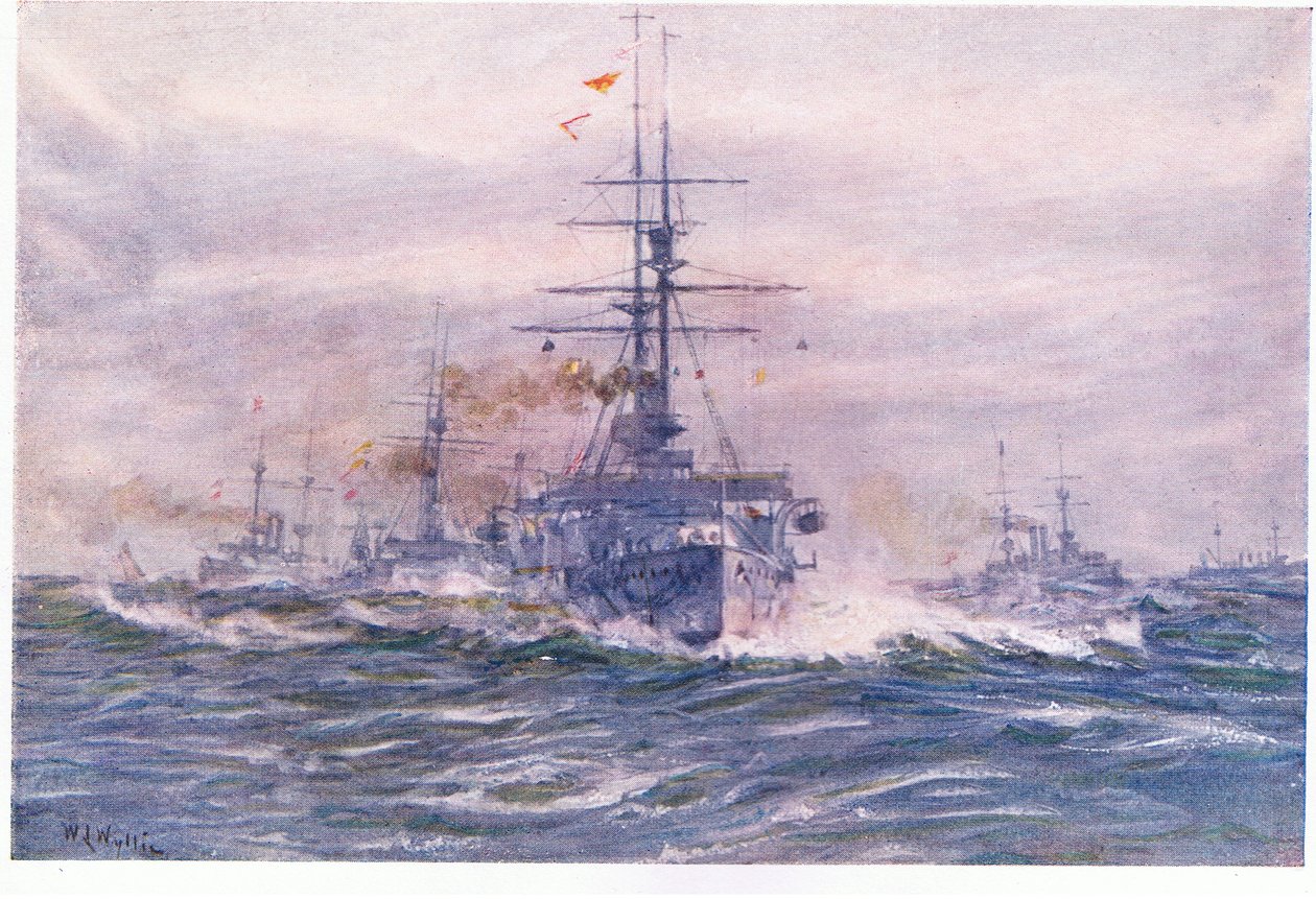 Bitevní lodě bílé éry na moři, 1915 od William Lionel Wyllie