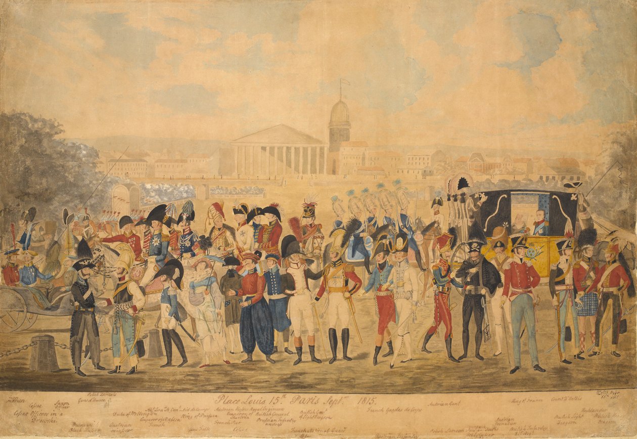 Place Louis XV, Paříž, září 1815 (wc na papíře) od William Loftie