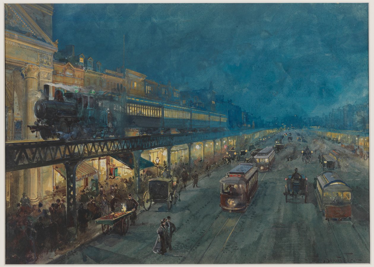 The Bowery v noci, 1895 od William Louis Jnr. Sonntag