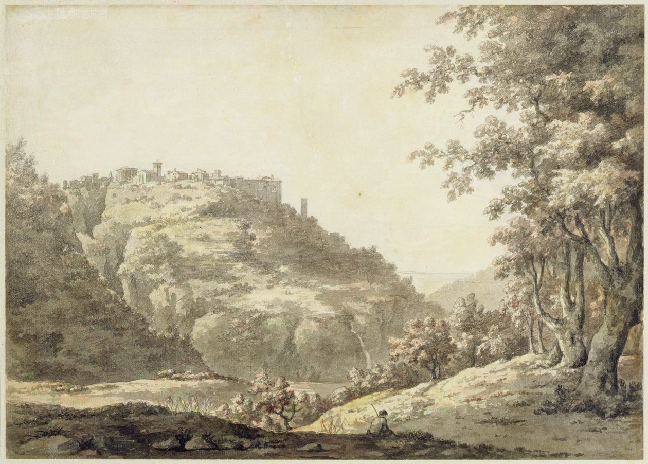 Tivoli, c.1768 (wc a pero a šedý inkoust přes grafit na položený papír) od William Marlow