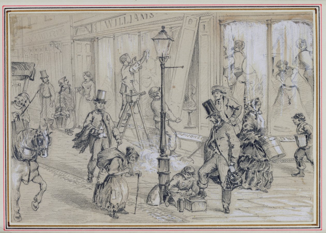 Scéna z londýnské ulice, ilustrace k "Twice Round the Clock", George Augustus Sala (1828-96) 1859 od William McConnell