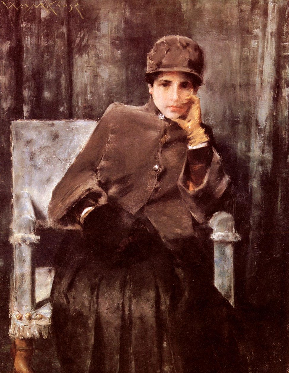Meditační angličtina: Portrét umělcovy manželky od William Merritt Chase