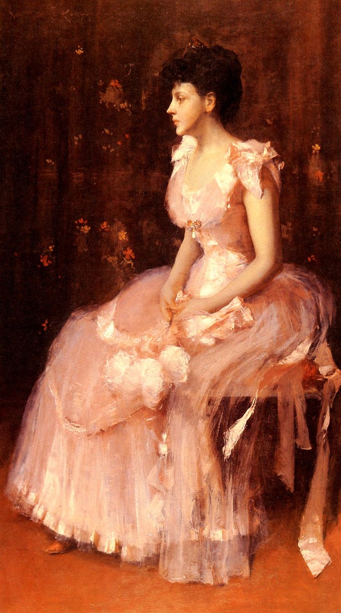 Portrét Dámy V Růžovém od William Merritt Chase