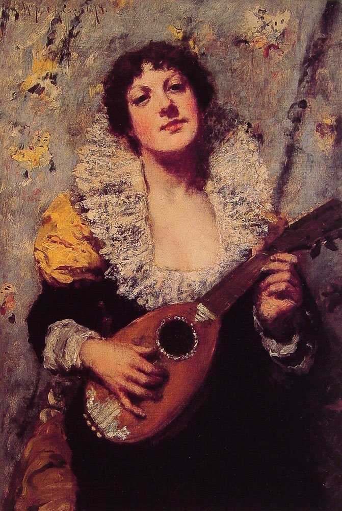 Hráč na mandolínu od William Merritt Chase