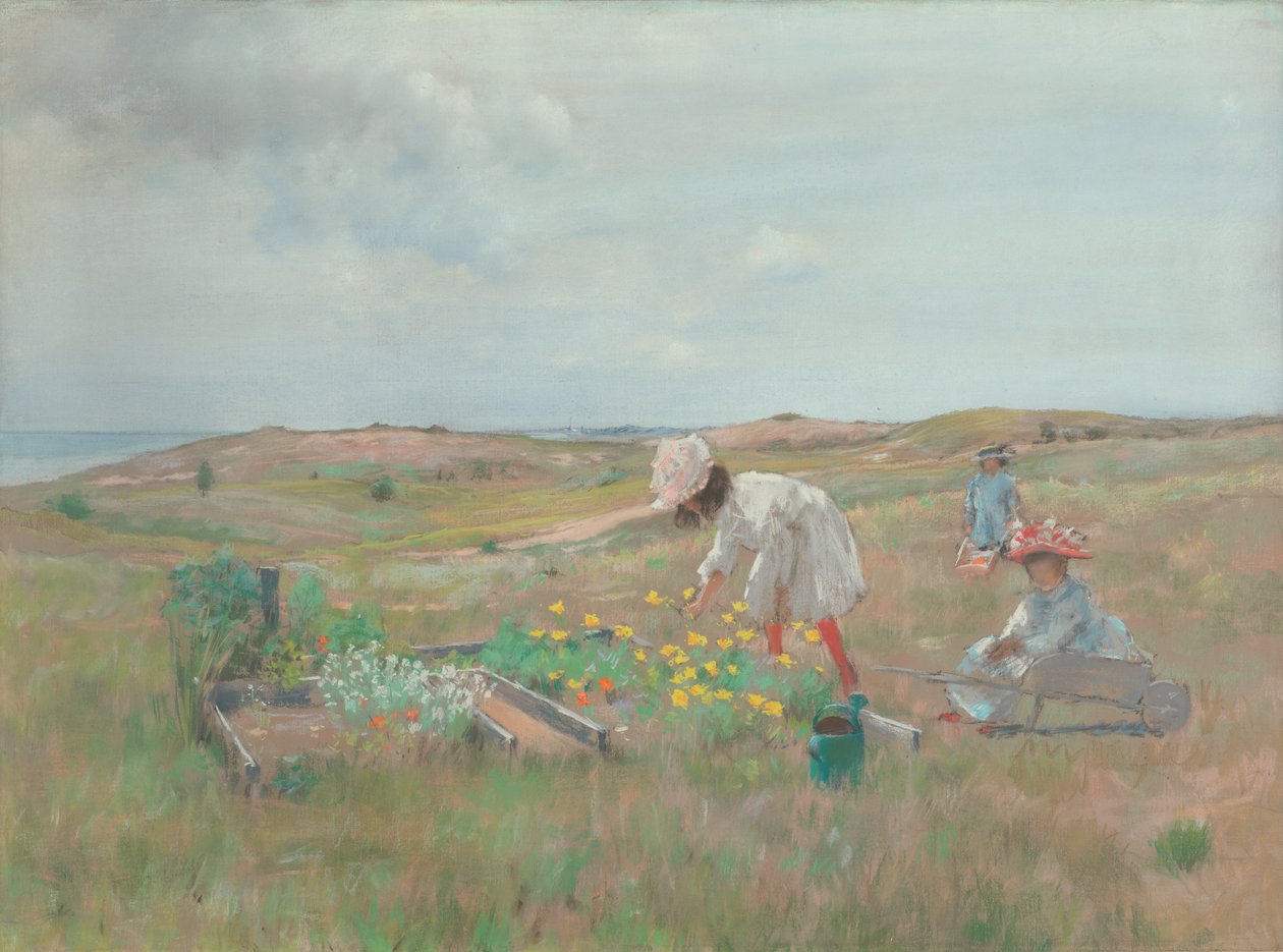 Gathering Flowers, Shinnecock, Long Island, kolem roku 1897 od William Merritt Chase