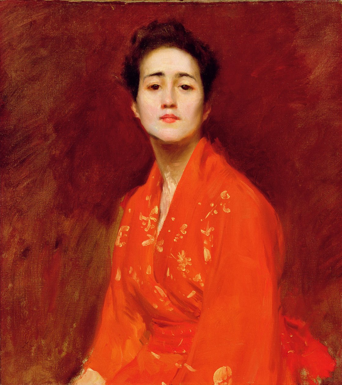 Studie dívky v japonských šatech, 1895 od William Merritt Chase