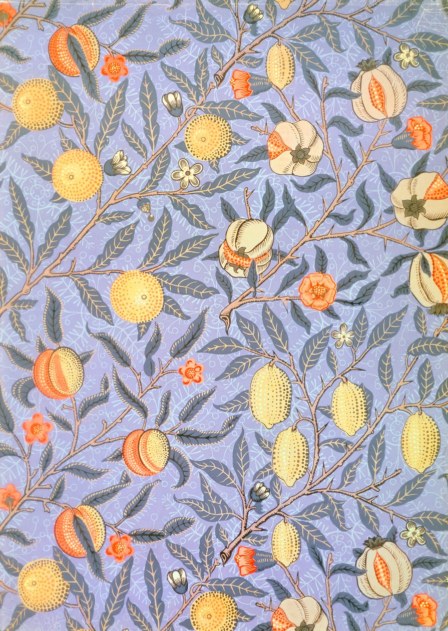 Design tapety "Modré ovoce" nebo "Granátové jablko", 1866 od William Morris