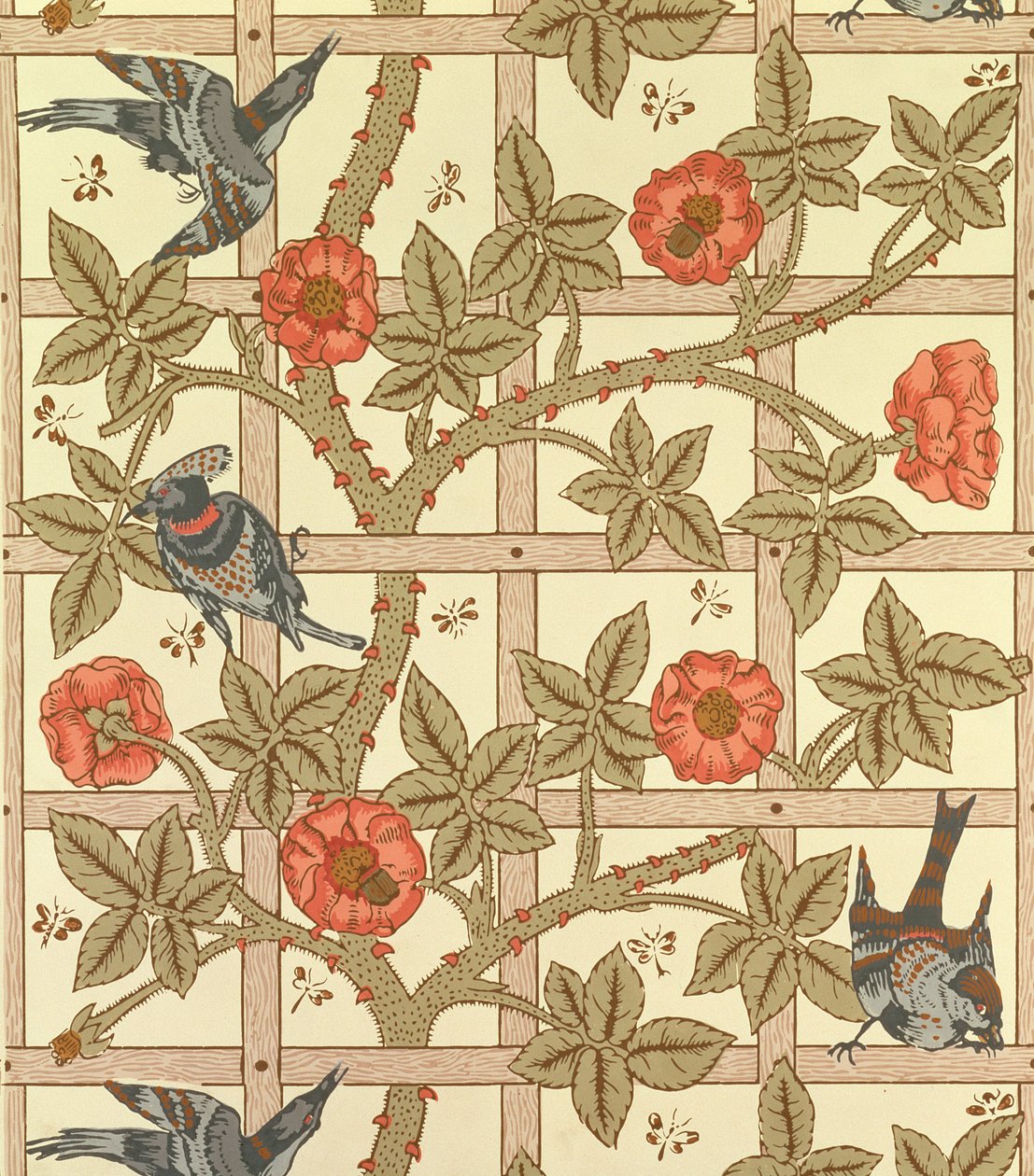 Modrý a oranžový mřížový vzor tapety, 1864 od William Morris