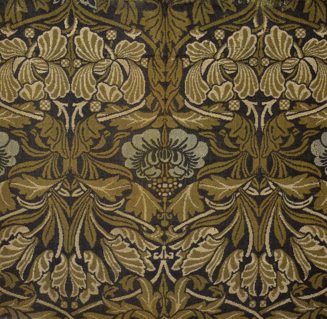 Detail závěsu, design tulipán a růže (bavlna) od William Morris
