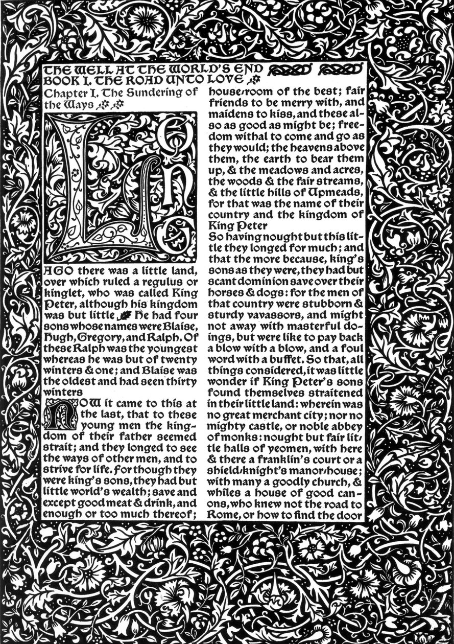 Přední strana kapitoly I, převzato ze Studny na konci světa od Williama Morrise, 1896 od William Morris
