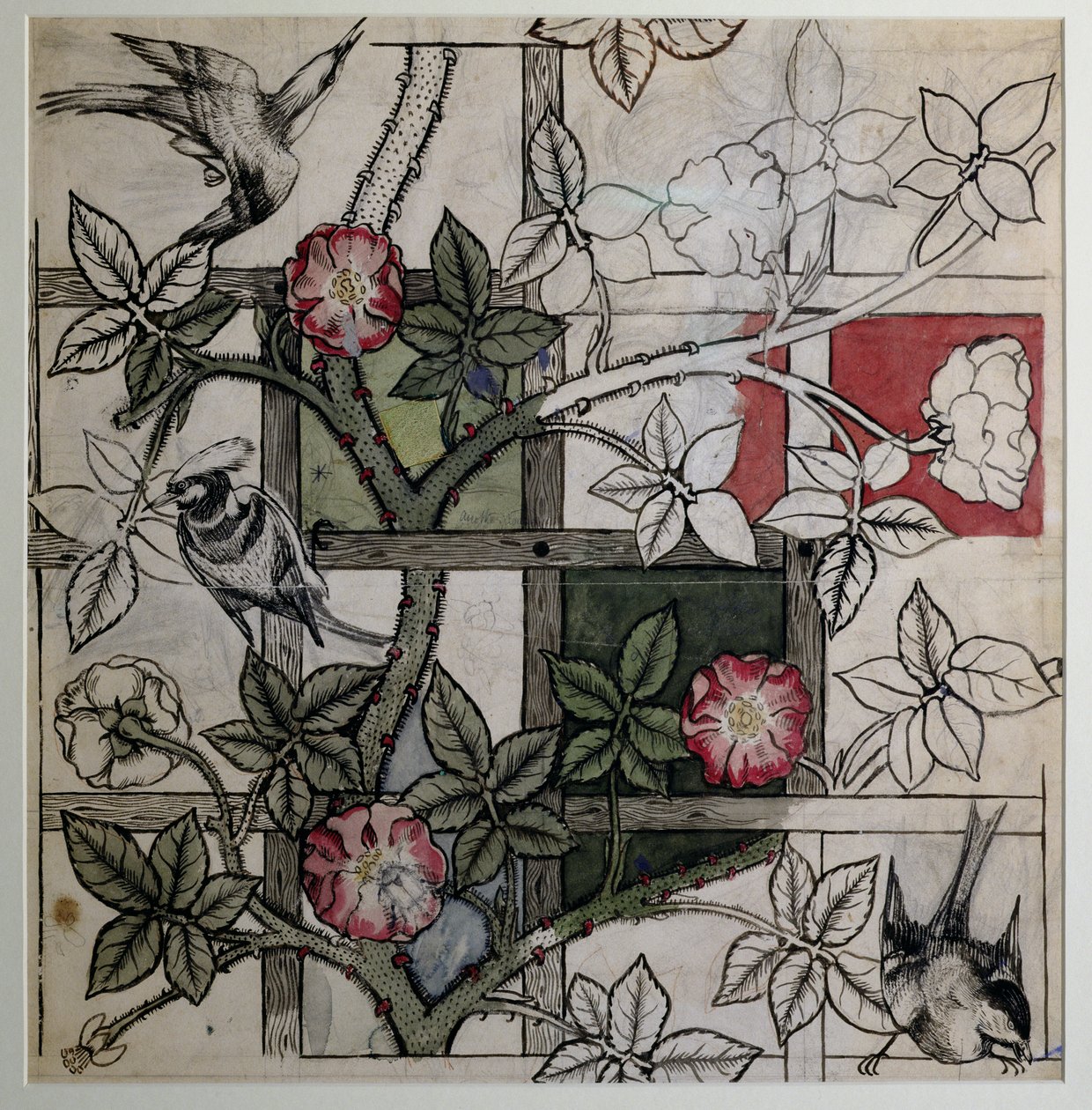 Originální umělecké dílo pro návrh tapety „Trellis“, 1862 od William Morris