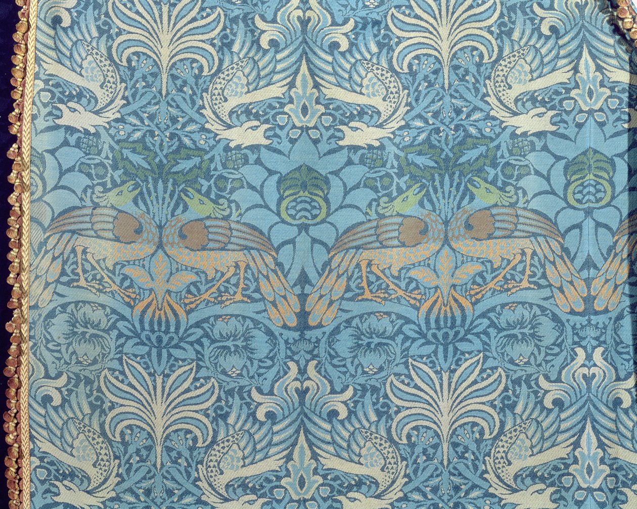 Peacock and Dragon, 1878 (tkaná vlna a panel s originálním lemováním) (detail) (viz také 116561) od William Morris