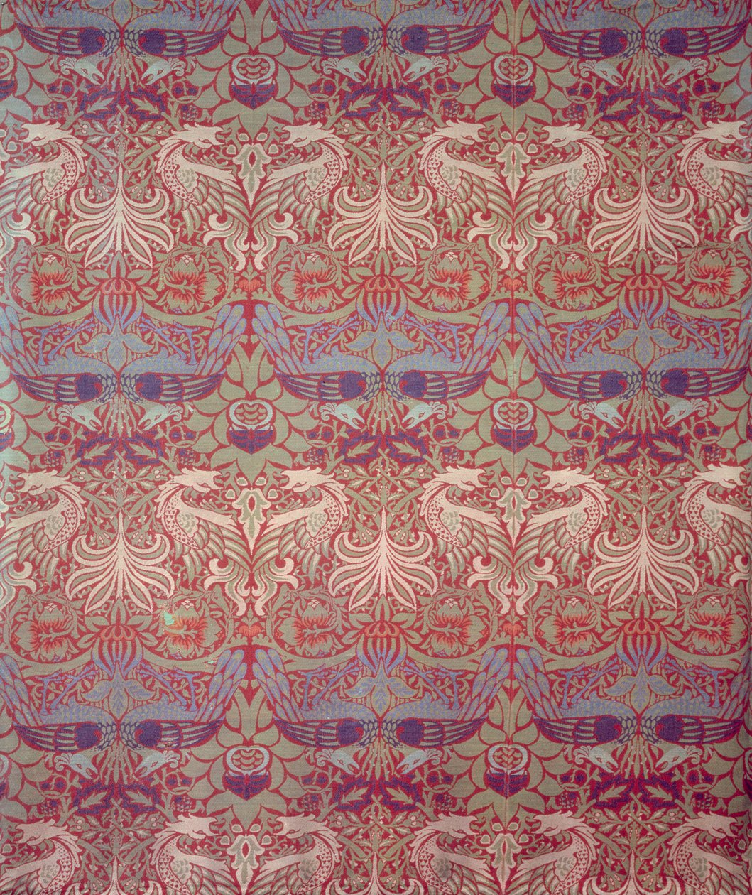 Peacock and Dragon, vyrobený Morris & Co., 1878 (tkaný vlněný panel s originálním lemováním) od William Morris