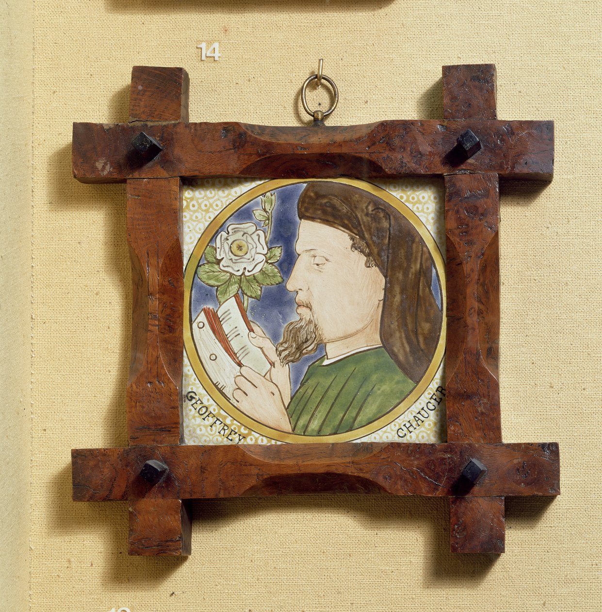 Portrét Geoffreyho Chaucera (asi 1340-1400) (keramická dlaždice) od William Morris