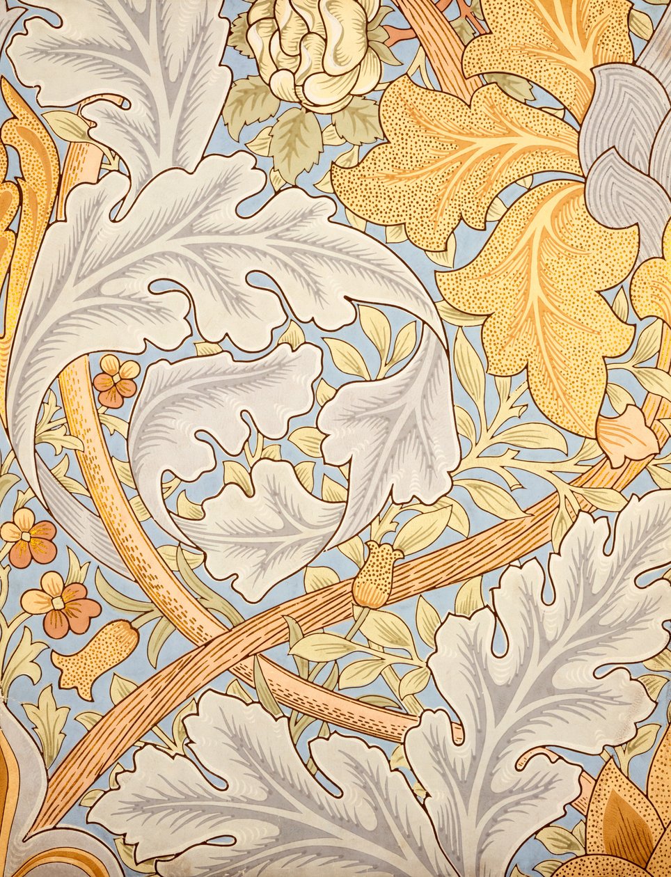 St James Wallpaper Design, 1881 (barevný dřevořez na papíře) od William Morris