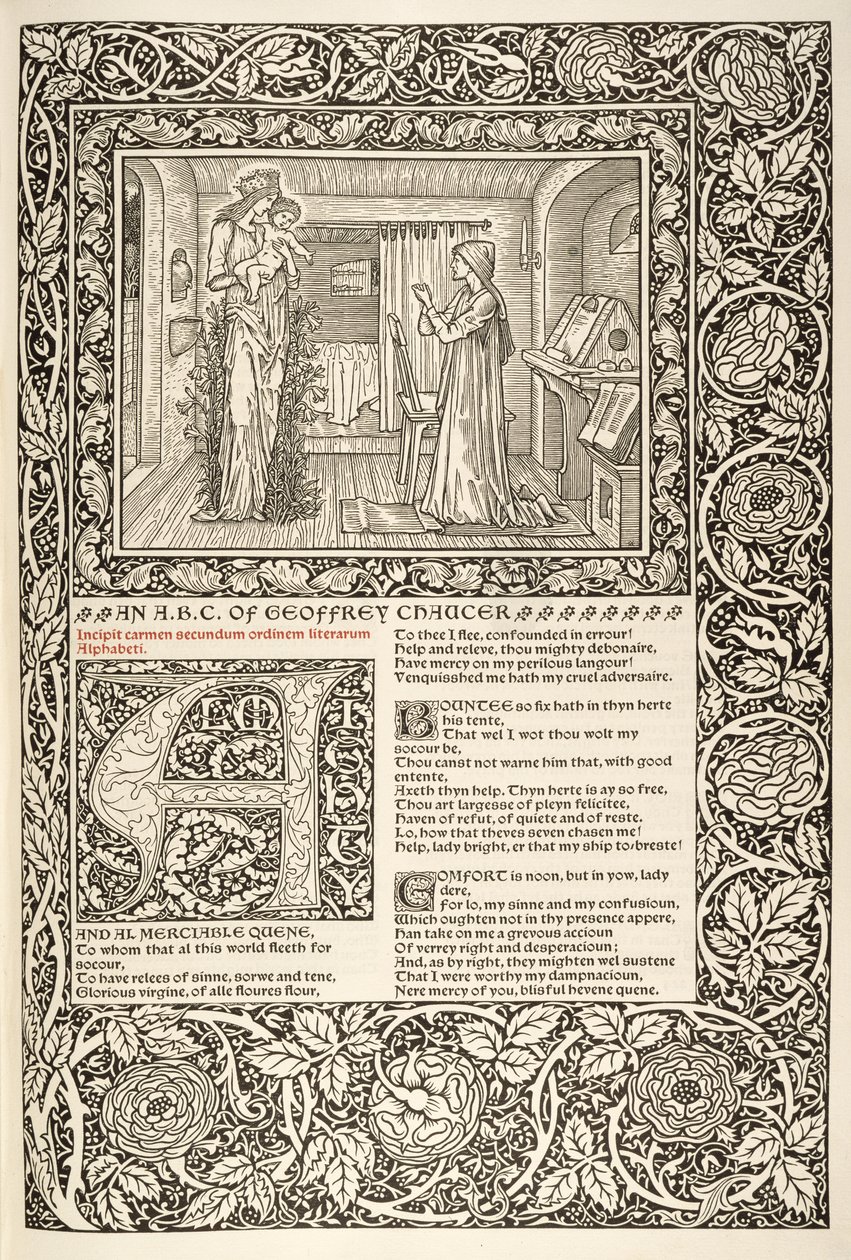 „Kelmscott Chaucer“, vydaný v roce 1896 nakladatelstvím Kelmscott Press od William Morris