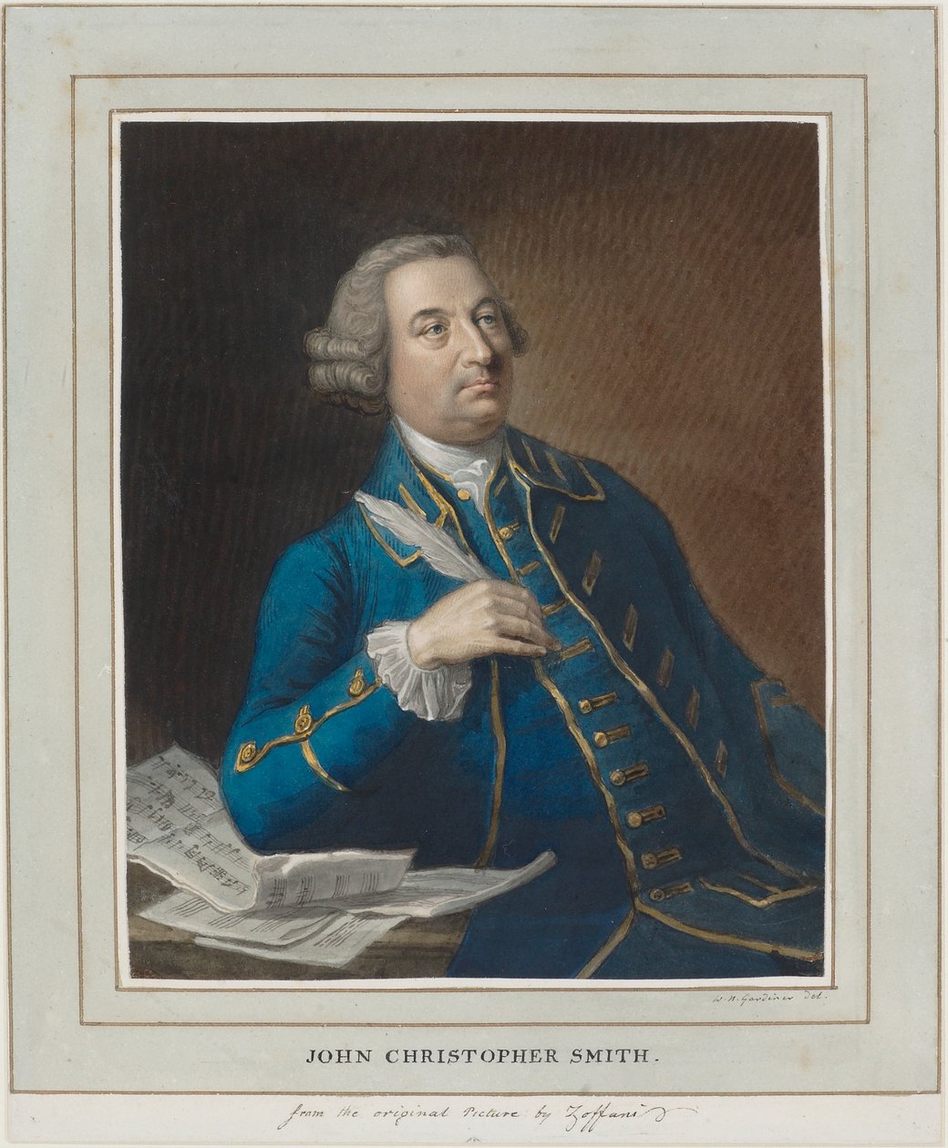 John Christopher Smith, asi 1760 (pero a tuš na papíře) od William Nelson Gardiner