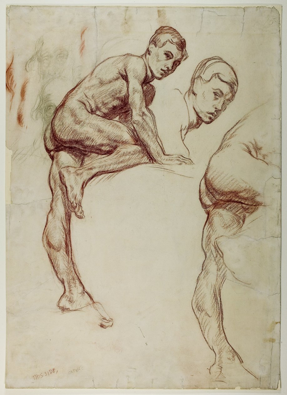 Studie lezení mladého muže, kolem roku 1898 (červená a černá křída na papíře) od William Orpen