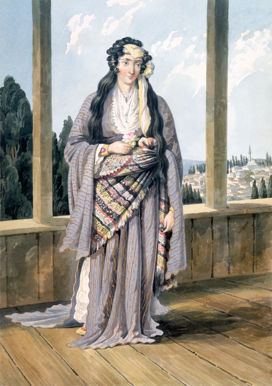 Arménská žena v Konstantinopoli, 1823 (wc a tužka na papíře) od William Page