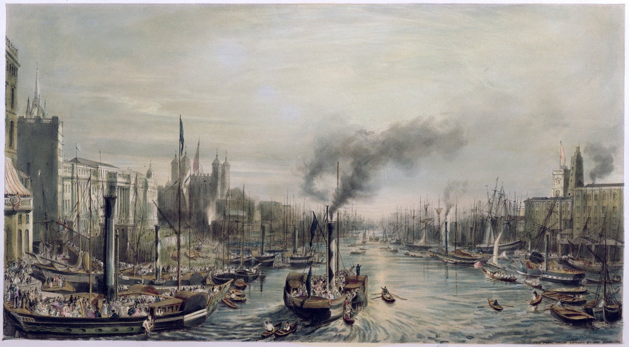 Pool of London z London Bridge, 1841 od William Parrott
