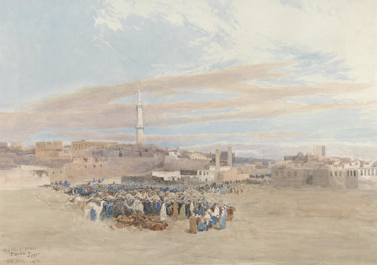 Tržiště, Tanga, Egypt, 1874 (čb na grafitu) od William Paton Burton