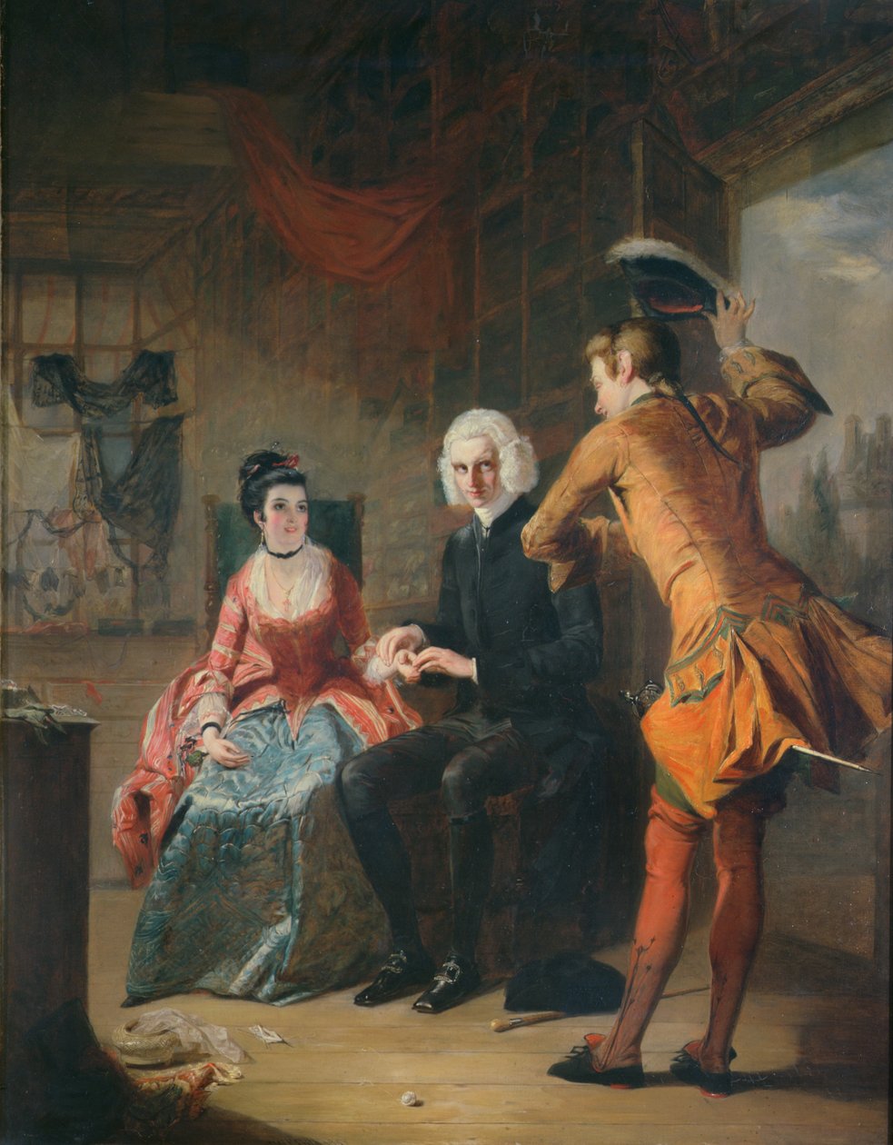 Scéna v pařížském obchodě z A Sentimental Journey, 1841 od William Powell Frith