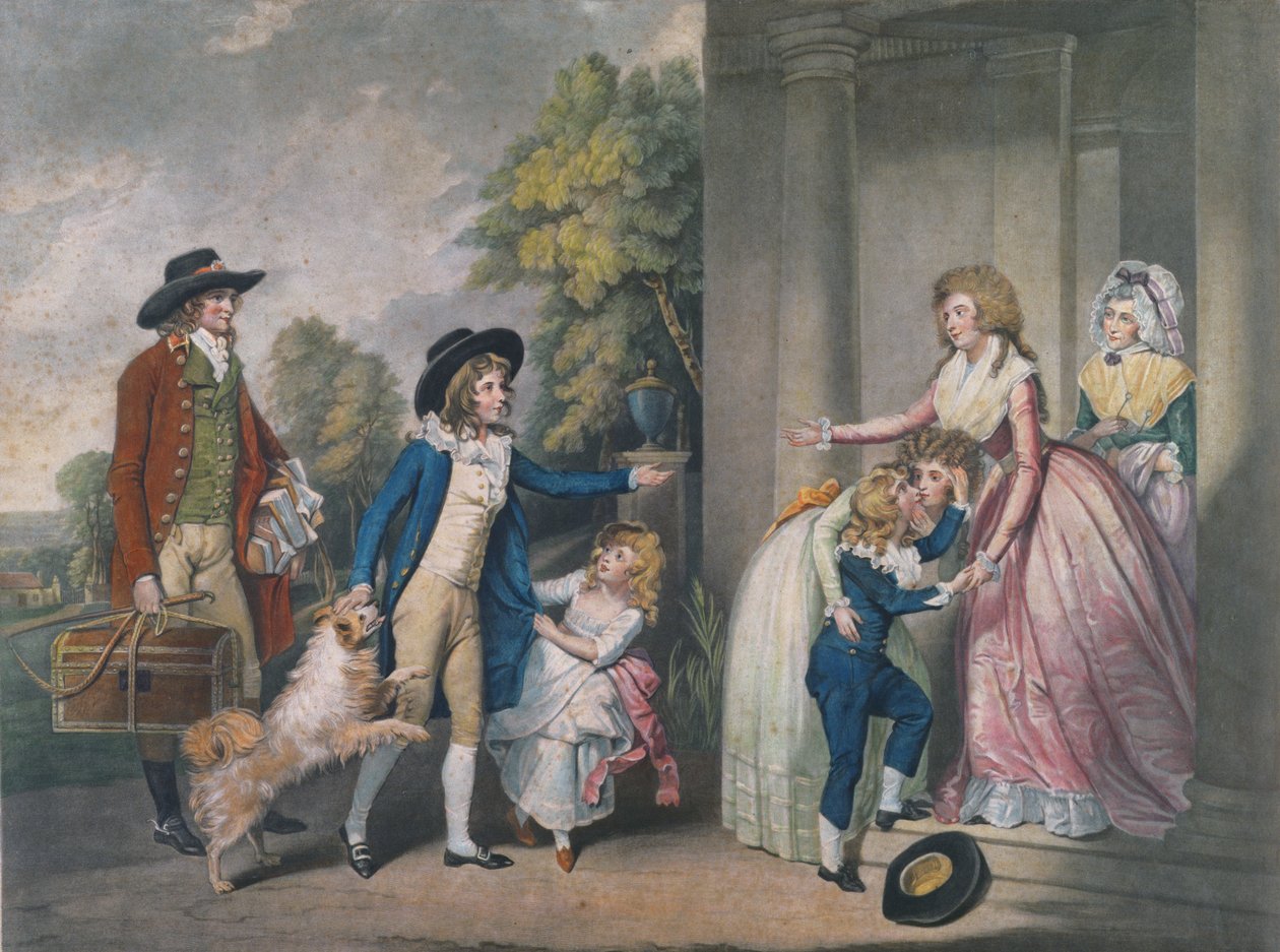Dulce Domum aneb Návrat ze školy, vyryl John Jones (asi 1745-97), 1790 (barevná rytina) od William Redmore Bigg