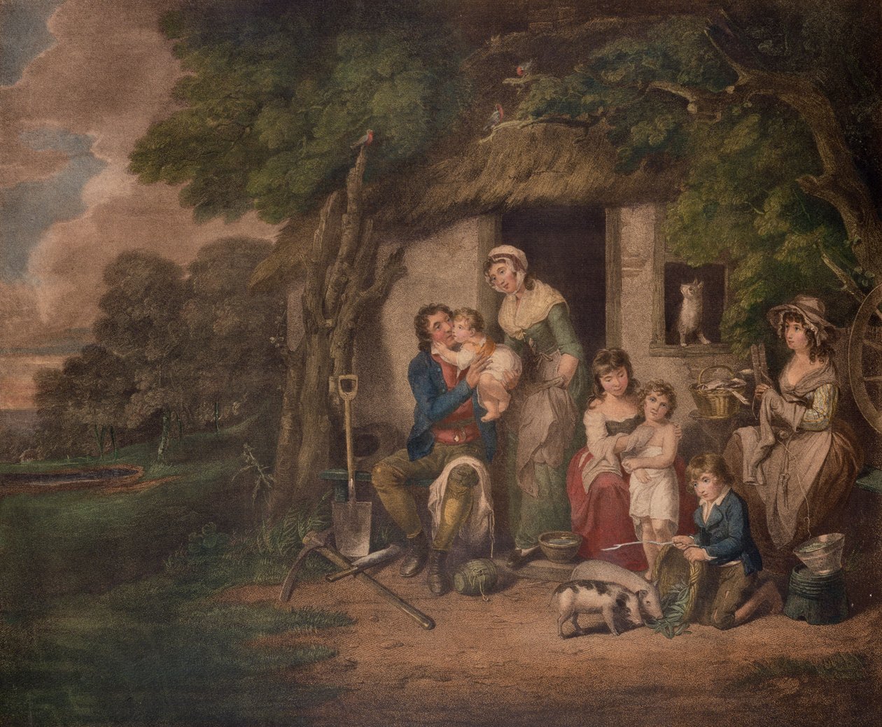 Sobotní večer, 1795 (barevná rytina) od William Redmore Bigg