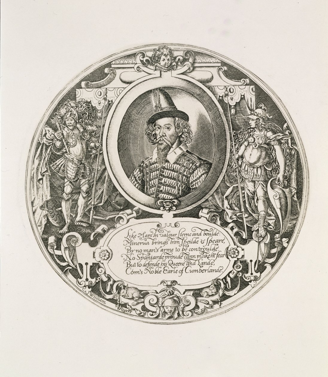 Portrét George Clifforda (1558-1605) 3. hraběte z Cumberlandu, vyrytý umělcem, kolem roku 1590 od William Rogers