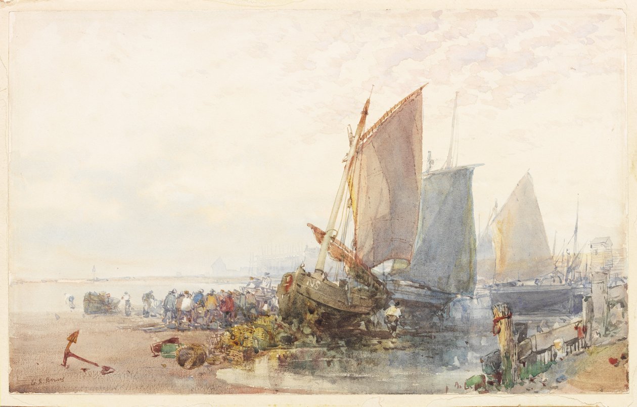 Rybářské lodě (akvarel na papíře) od William Roxby Beverly