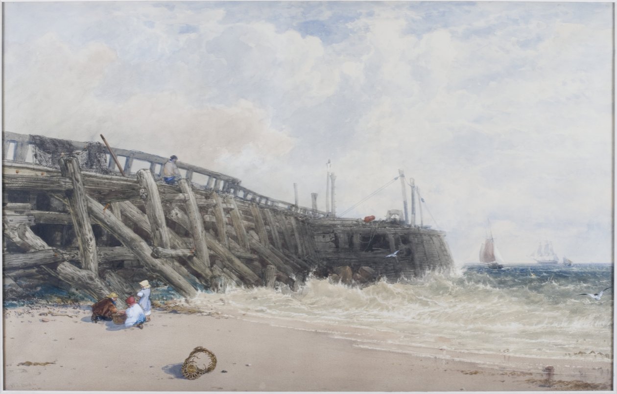Newhaven Old Pier (akvarel) od William Roxby Beverly
