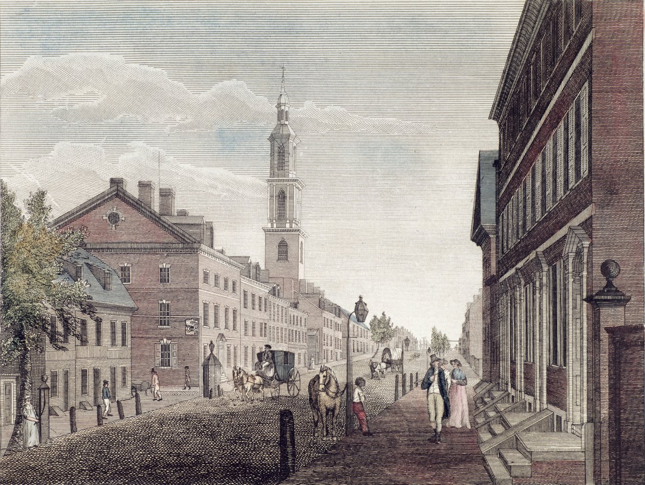 Jeden z "Pohledů na Filadelfii", 1799 od William Russell Birch