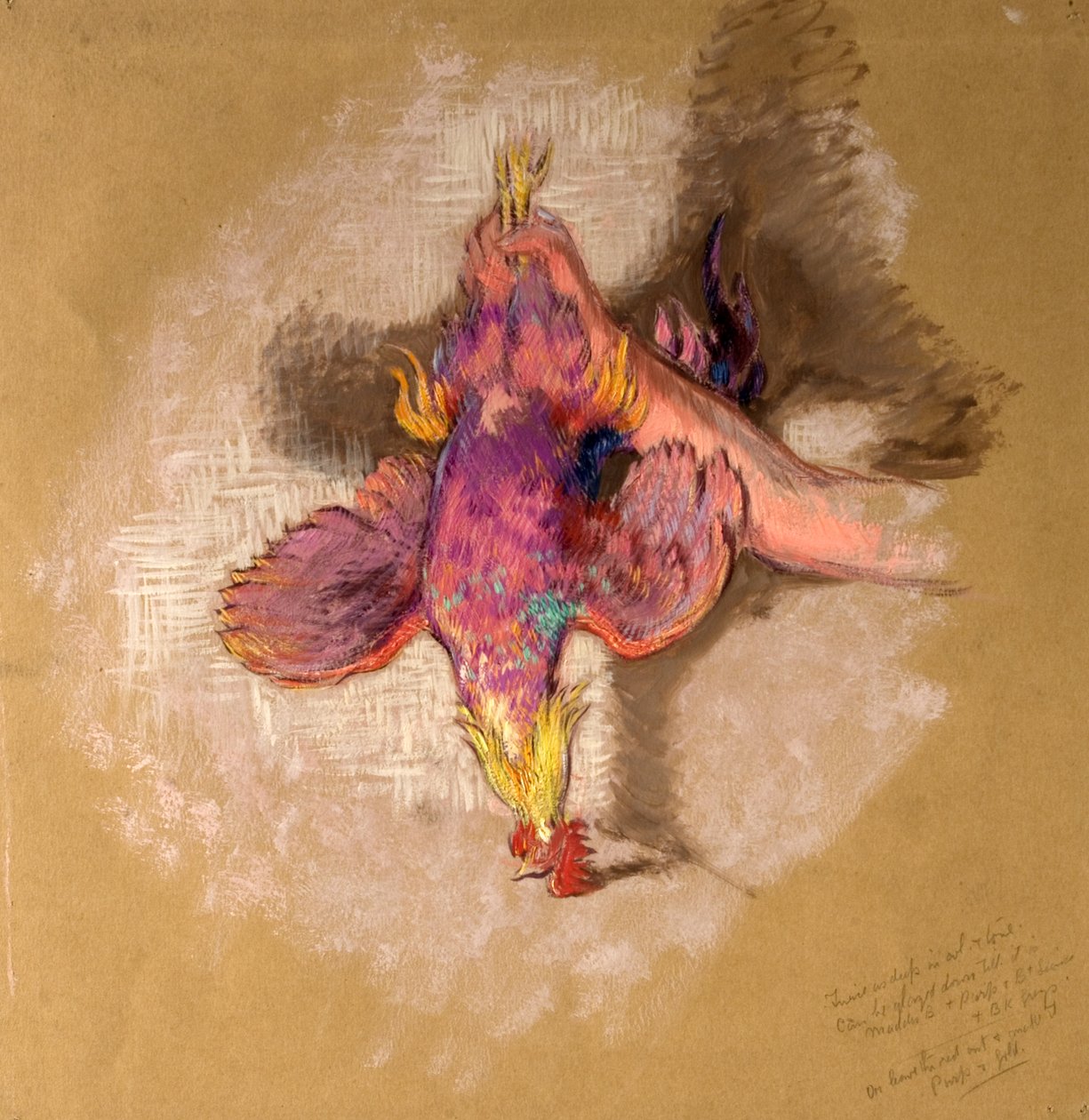 Studie paže a ruky držící kuře za nohy pro „Highland Raiders“, kolem roku 1918 od William Shackleton