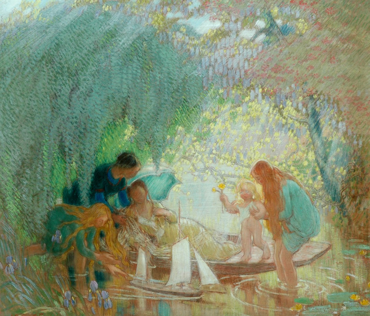 Dny dětství, 1915 a 1925 (olej na papíře) od William Shackleton