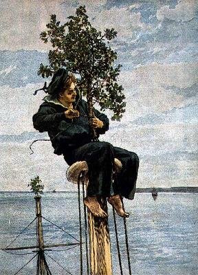 Vánoční ráno v hlavě stožáru, z grafického vánočního čísla, 1879 od William Small