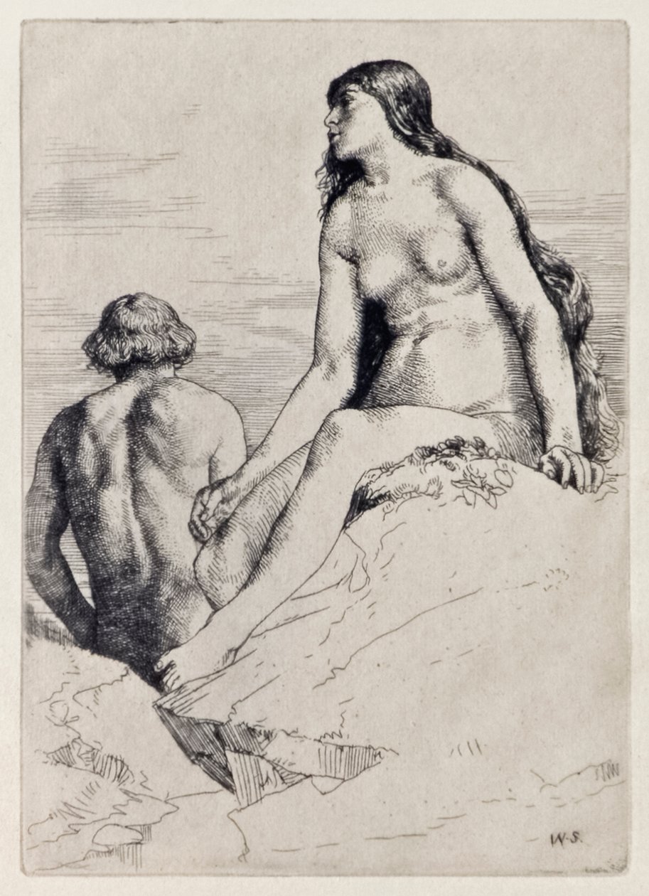 Šťastný stav Adama a Evy ze ztraceného ráje od Johna Miltona (1608-1674) série 12 ilustrací vyleptaných Williamem Strangem (1859-1921) od William Strang