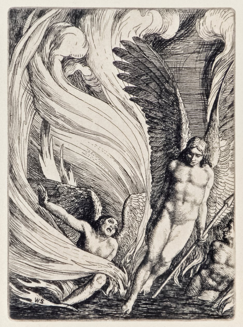 Satan Rising from the Burning Lake from Paradise Lost od Johna Miltona (1608-1674) série 12 ilustrací vyleptaných Williamem Strangem (1859-1921) od William Strang