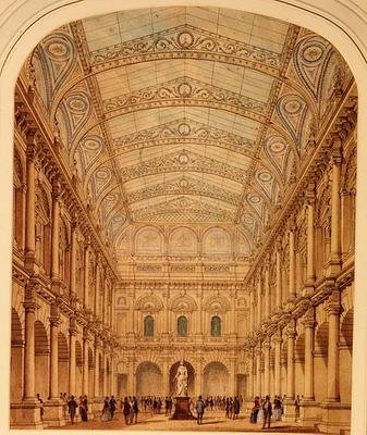 Schéma zastřešení nádvoří Royal Exchange, 19. století od William Tite