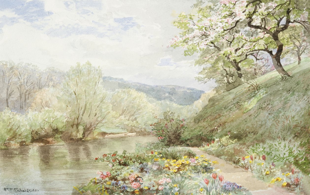 Zahrada Fidelia Bridges v Canaanu, Connecticut, 1901 (wc a kvaš na papíře) od William Trost Richards