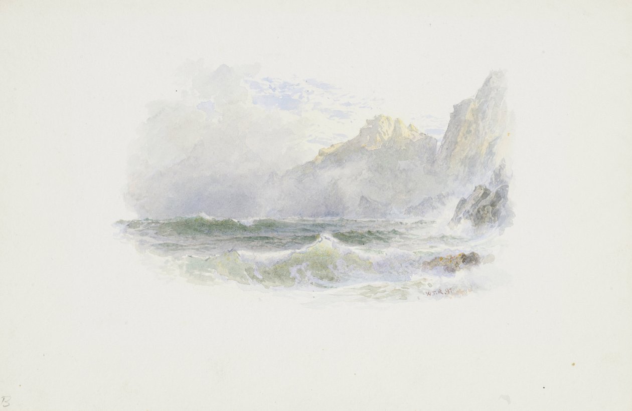 Mountainous Seashore, 1897 (wc a grafit na krémově tkaném papíru) od William Trost Richards
