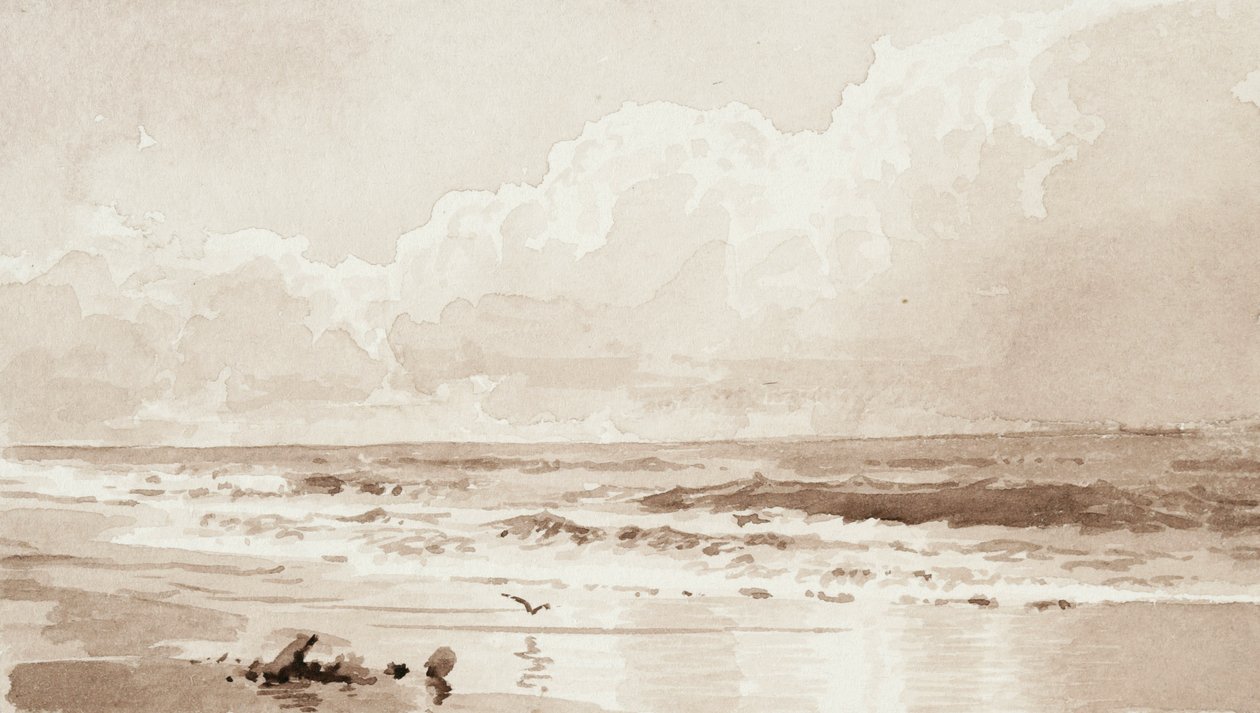 Přímořská krajina s ptákem (umýt na papíře) od William Trost Richards